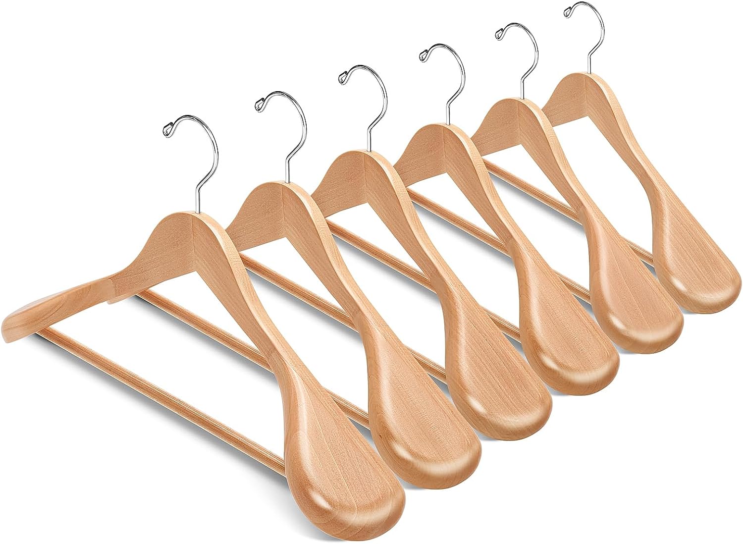 Amber Home Wooden Suit Hangers with Pants Bar.